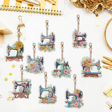 Load image into Gallery viewer, 9PCS Full Drill Keyring Sewing Machine Double Sided Rhinestone Painting Pendant
