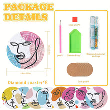 Load image into Gallery viewer, Diamond Painting Art Coaster Kit Special Shape (8PCS Abstract Facial Line)
