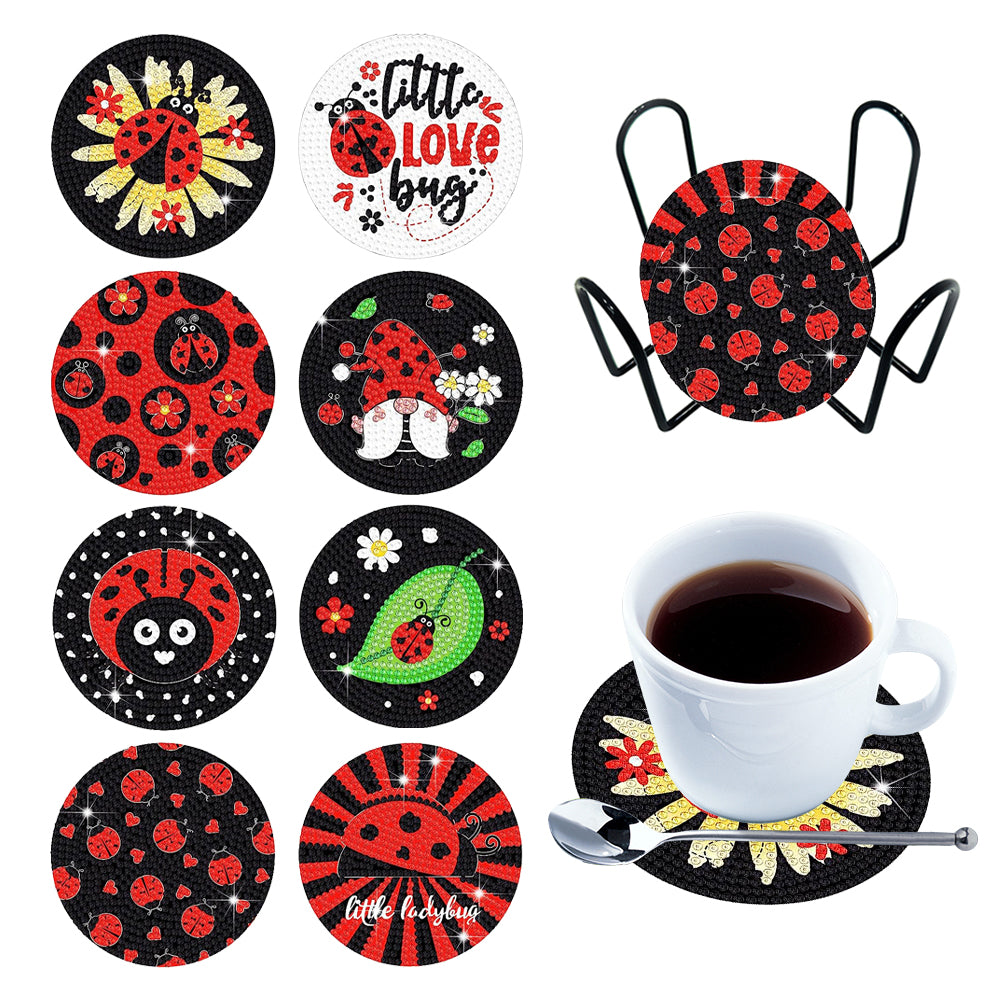 Diamond Painting Art Coaster Kit Special Shape (8PCS Goblin Ladybird)