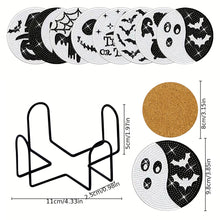 Load image into Gallery viewer, Diamond Painting Art Coaster Kit Special Shape (8PCS Halloween Wacky Face)
