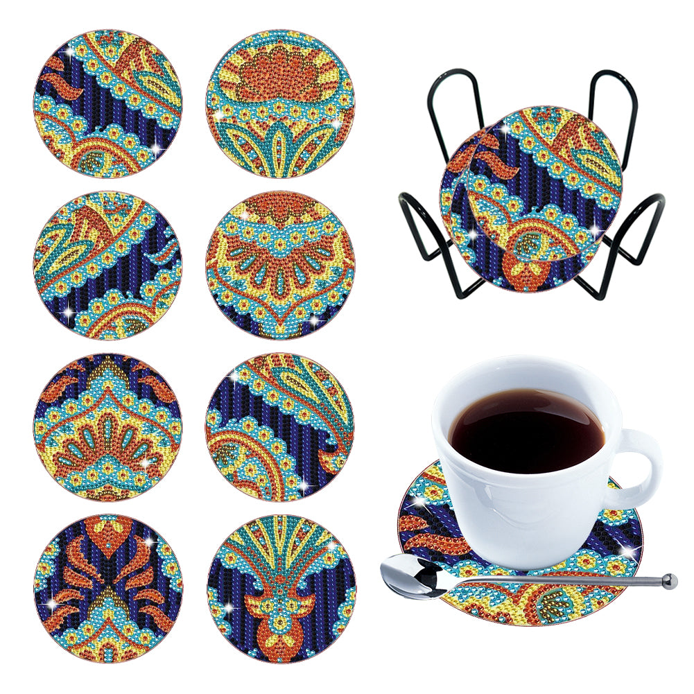 Diamond Painting Art Coaster Kit Special Shape (8PCS Mandala)