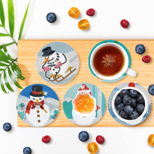 Load image into Gallery viewer, Diamond Painting Art Coaster Kit Special Shape (8PCS Xmas Snowman)
