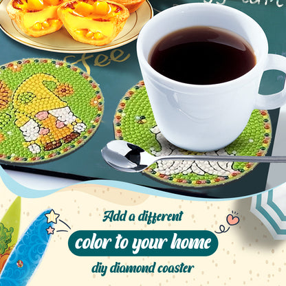 Diamond Painting Art Coaster Kit Special Shape (8PCS Garden Gnome)