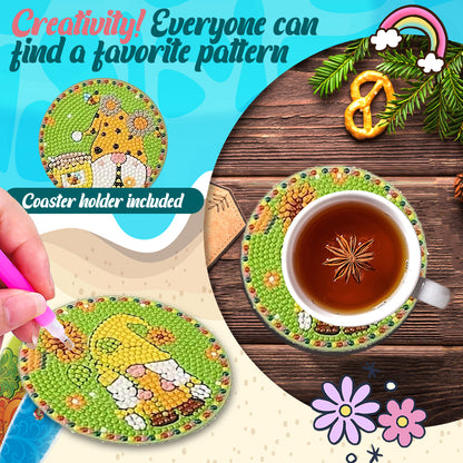 Diamond Painting Art Coaster Kit Special Shape (8PCS Garden Gnome)