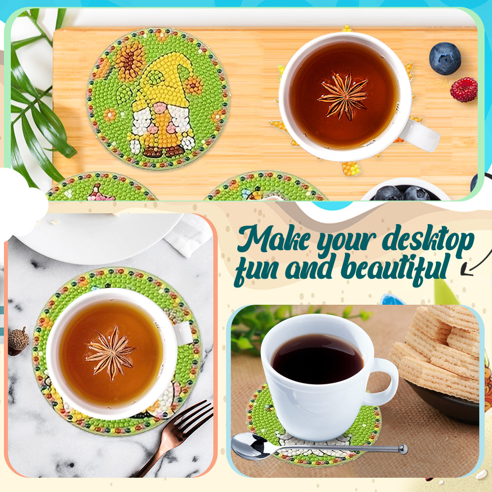 Diamond Painting Art Coaster Kit Special Shape (8PCS Garden Gnome)