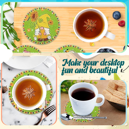 Diamond Painting Art Coaster Kit Special Shape (8PCS Garden Gnome)