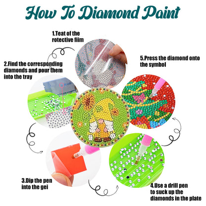 Diamond Painting Art Coaster Kit Special Shape (8PCS Garden Gnome)