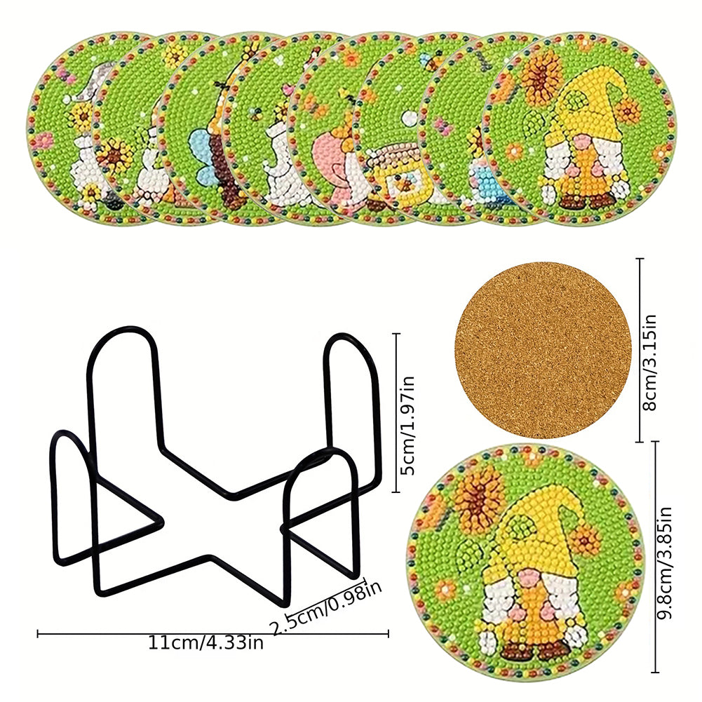 Diamond Painting Art Coaster Kit Special Shape (8PCS Garden Gnome)