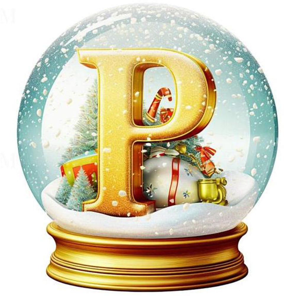 Diamond Painting - Full Round - Christmas Alphabet Crystal Ball P (40*40CM)