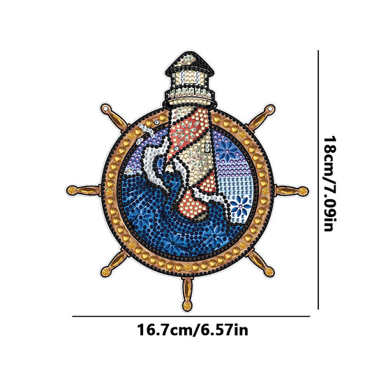 Special Shape Diamond Drawing Hanging Kit Suncatcher (Lighthouse Rudder)