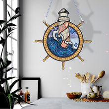 Load image into Gallery viewer, Special Shape Diamond Drawing Hanging Kit Suncatcher (Lighthouse Rudder)
