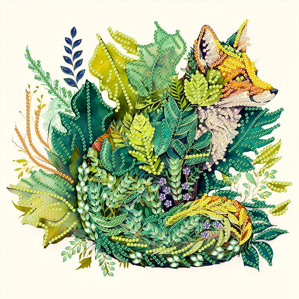 Diamond Painting - Partial Special Shaped - fox jungle (30*30CM)