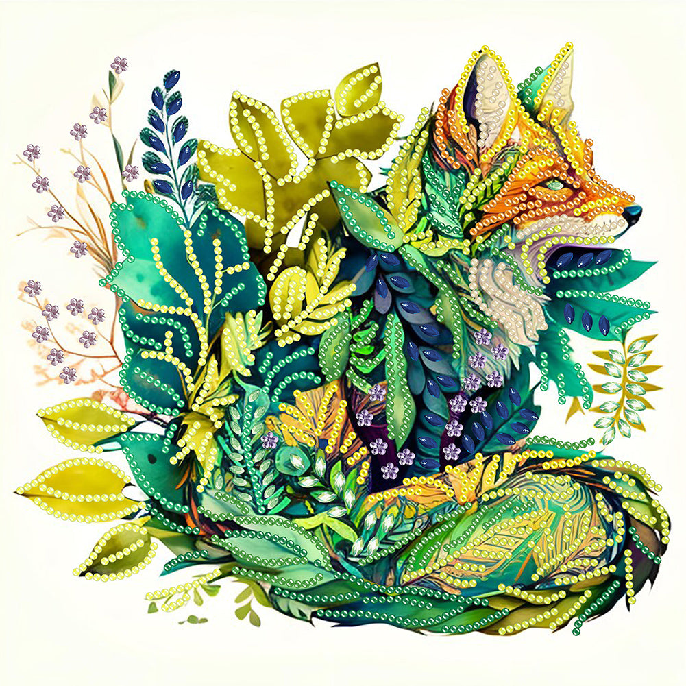 Diamond Painting - Partial Special Shaped - fox jungle (30*30CM)