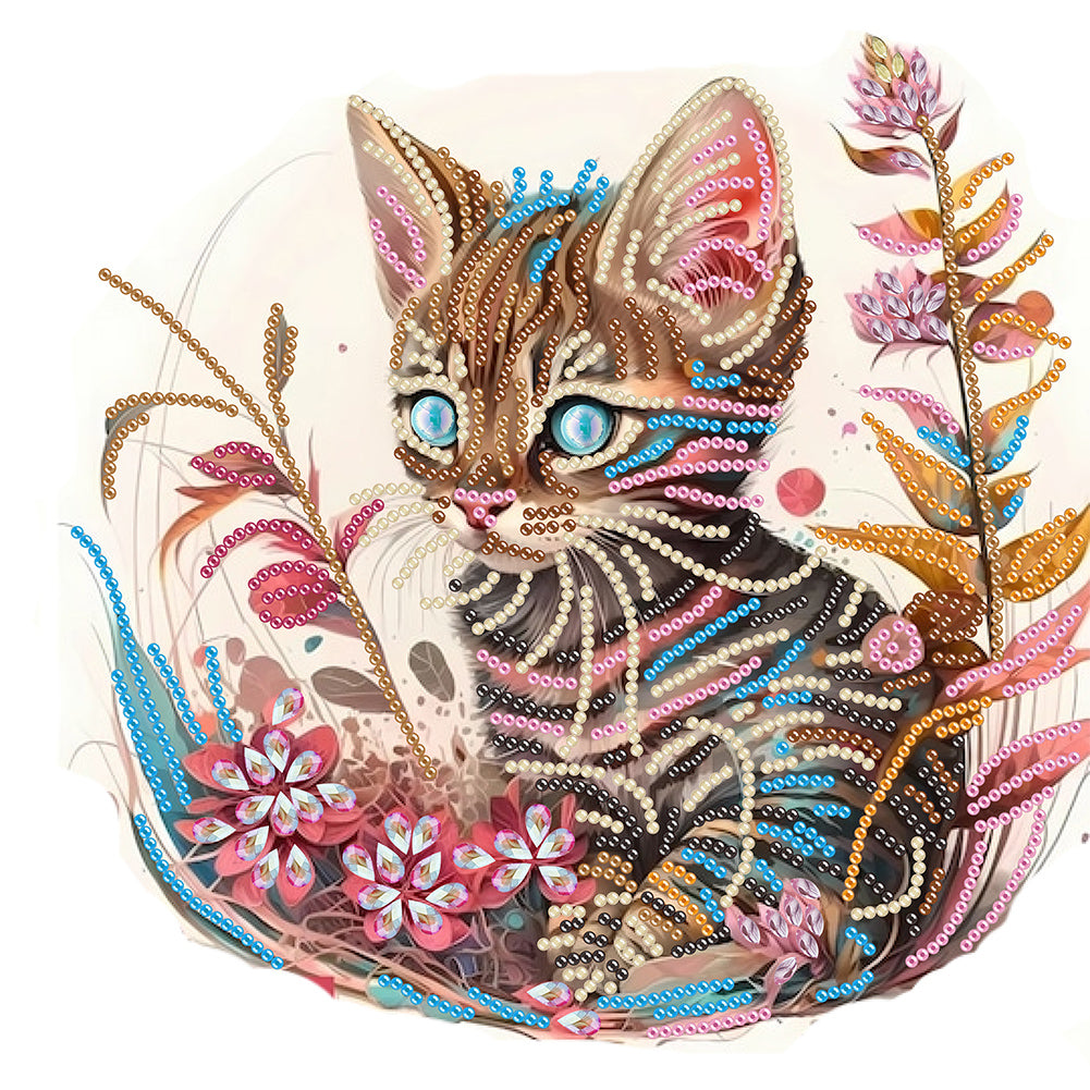Diamond Painting - Partial Special Shaped - kitten (30*30CM)