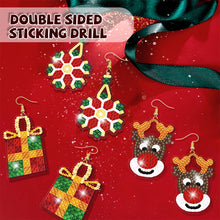 Load image into Gallery viewer, 10Pairs Round Double Sided Diamond Painting DIY Earring Making Kit Elk Christmas

