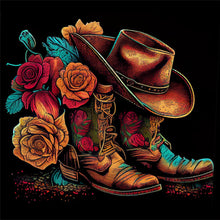 Load image into Gallery viewer, Diamond Painting - Full Round - floral cowboy boots (40*40CM)
