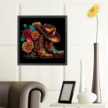 Load image into Gallery viewer, Diamond Painting - Full Round - floral cowboy boots (40*40CM)
