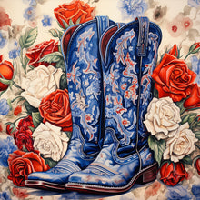 Load image into Gallery viewer, Diamond Painting - Full Round - floral cowboy boots (40*40CM)
