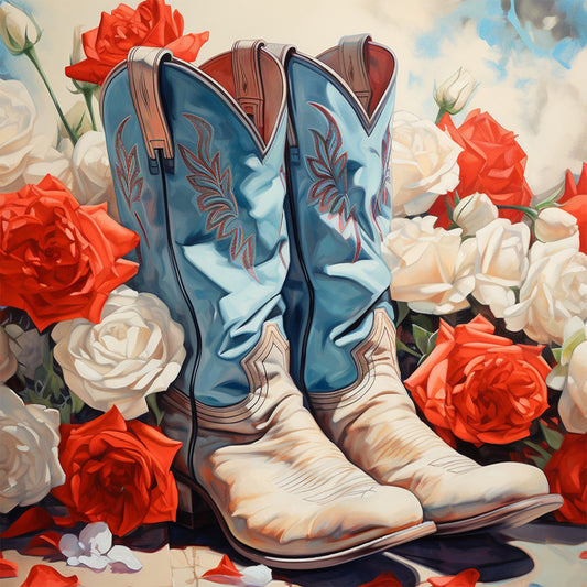 Diamond Painting - Full Round - floral cowboy boots (40*40CM)
