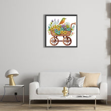 Load image into Gallery viewer, Diamond Painting - Partial Special Shaped - Little bird flower and cart (30*30CM)
