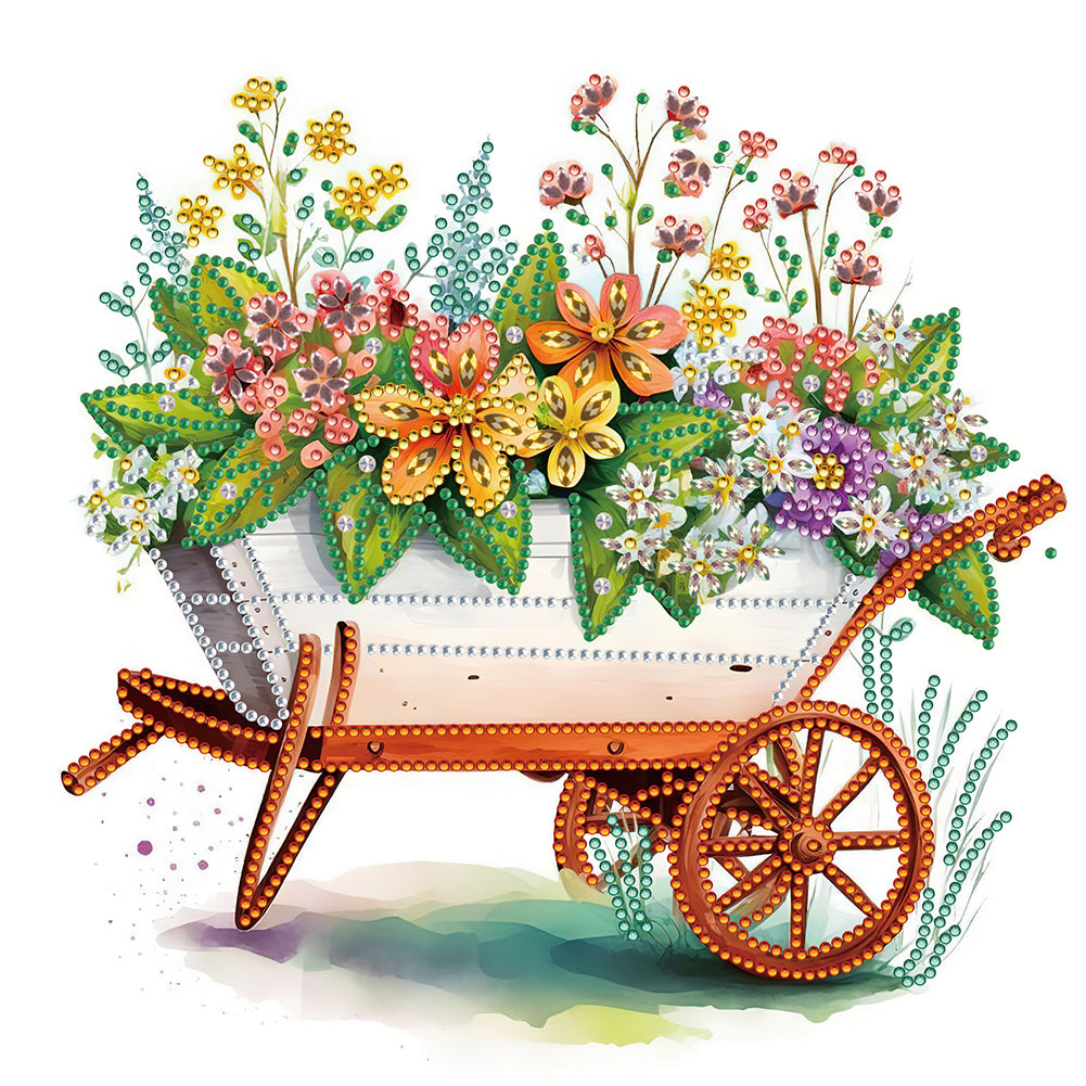 Diamond Painting - Partial Special Shaped - flowers and carts (30*30CM)