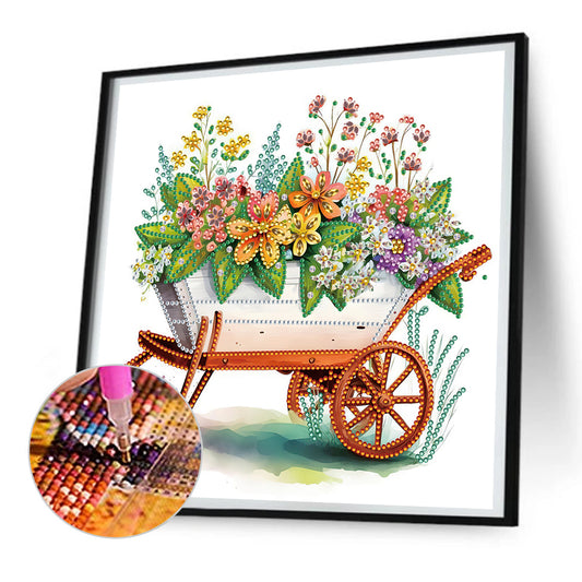 Diamond Painting - Partial Special Shaped - flowers and carts (30*30CM)