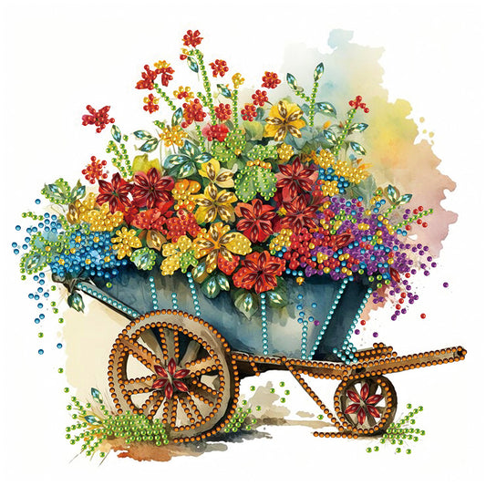 Diamond Painting - Partial Special Shaped - Flower and Iron Cart (30*30CM)