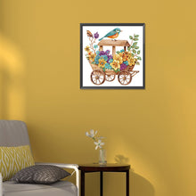 Load image into Gallery viewer, Diamond Painting - Partial Special Shaped - bird on flower cart (30*30CM)
