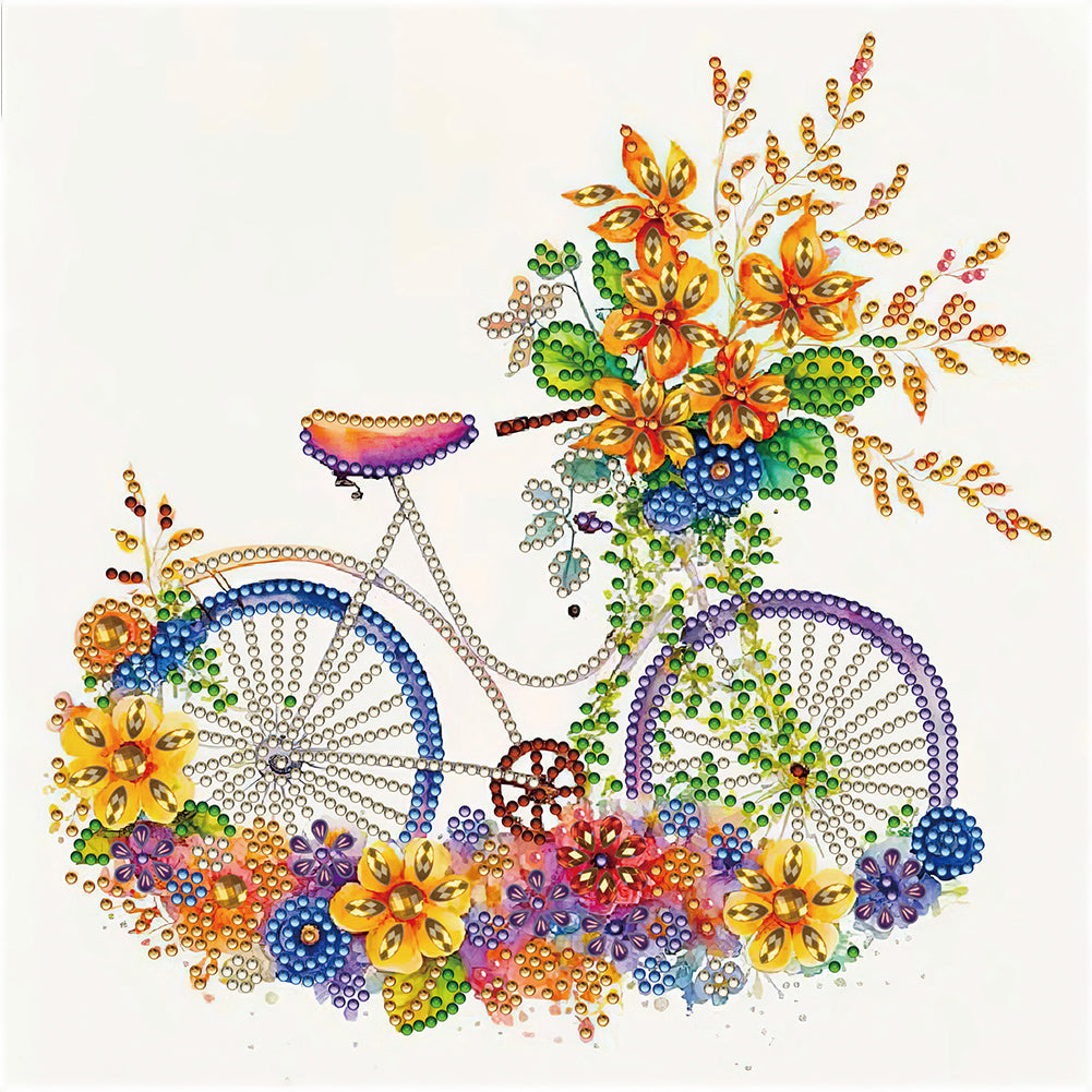 Diamond Painting - Partial Special Shaped - flowers and bicycles (30*30CM)
