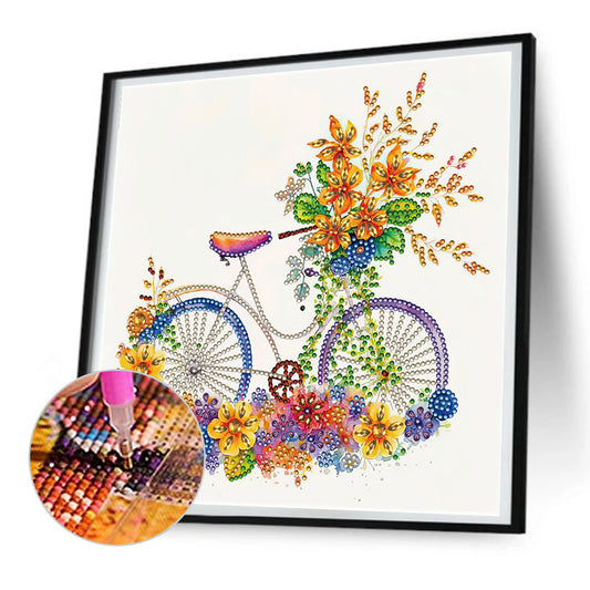 Diamond Painting - Partial Special Shaped - flowers and bicycles (30*30CM)