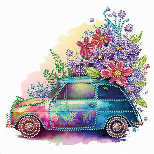 Diamond Painting - Partial Special Shaped - flowers and cars (30*30CM)