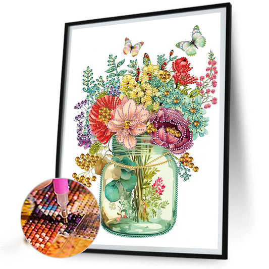 Diamond Painting - Partial Special Shaped - vase with flowers (30*40CM)