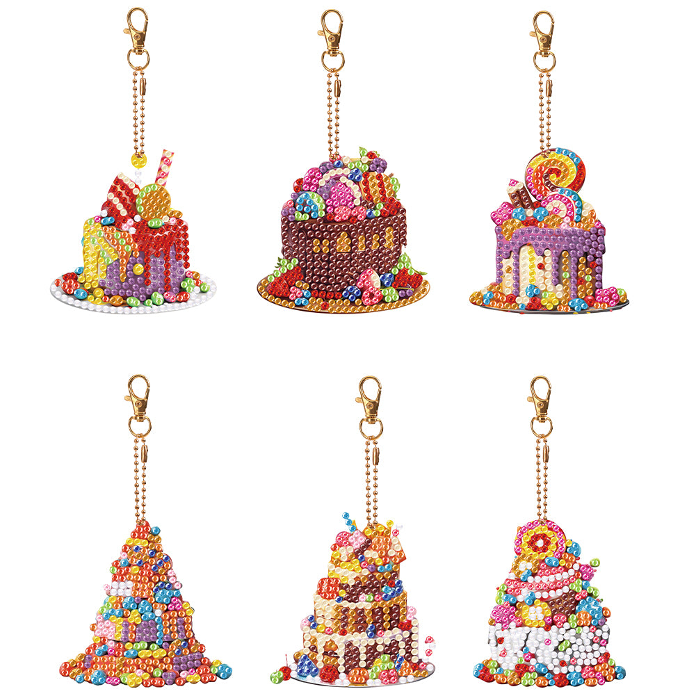 6PCS Diamond Painting Keychains Special Shape Double Sided Diamond Art Ornaments