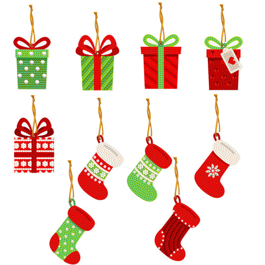 10PCS DIY Diamond Art Ornaments Xmas Element Special Shape Winter Cotton Dress