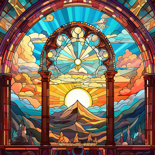 Diamond Painting - Full Round - mountain river glass art (40*40CM)