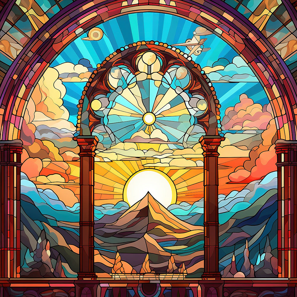 Diamond Painting - Full Round - mountain river glass art (40*40CM)