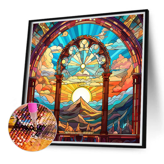 Diamond Painting - Full Round - mountain river glass art (40*40CM)