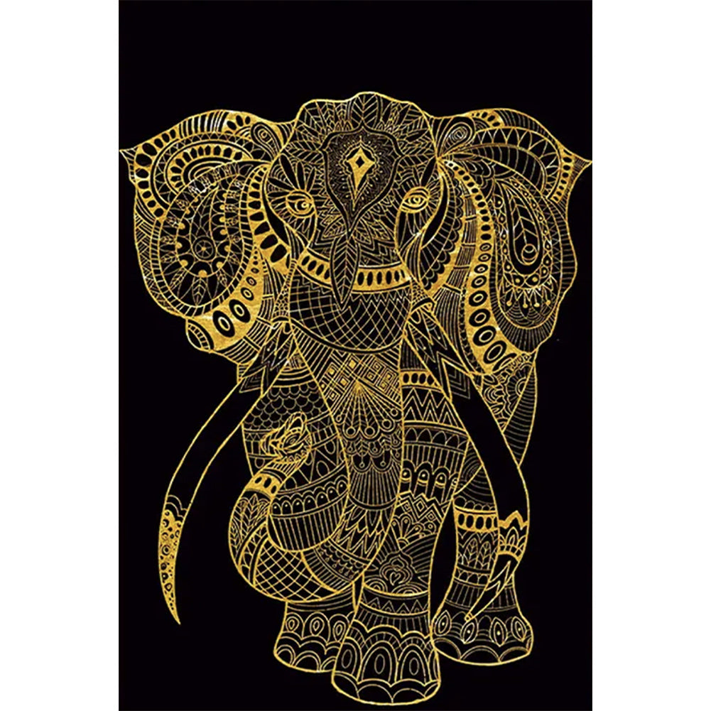 Diamond Painting - Full Round - black gold elephant (40*60CM)