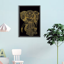 Load image into Gallery viewer, Diamond Painting - Full Round - black gold elephant (40*60CM)
