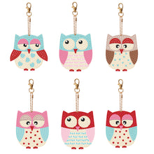Load image into Gallery viewer, 6PCS Diamond Art Ornaments Owl Double Sided Rhinestone Painting Pendant Ornament
