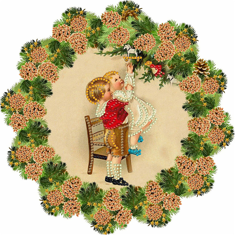 Diamond Painting - Partial Special Shaped - Christmas wreath (30*30CM)