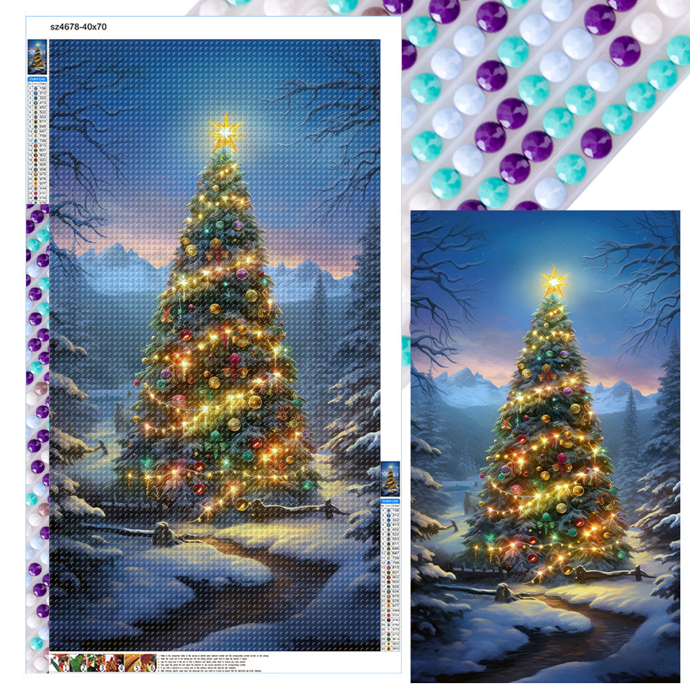 Diamond Painting - Full Round - Christmas tree in the snow (40*70CM)