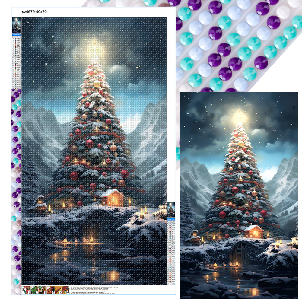 Diamond Painting - Full Round - Christmas tree in the snow (40*70CM)