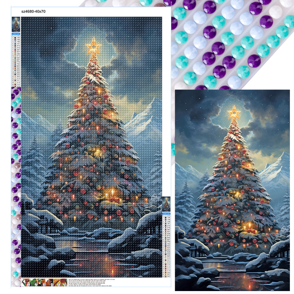 Diamond Painting - Full Round - Christmas tree in the snow (40*70CM)
