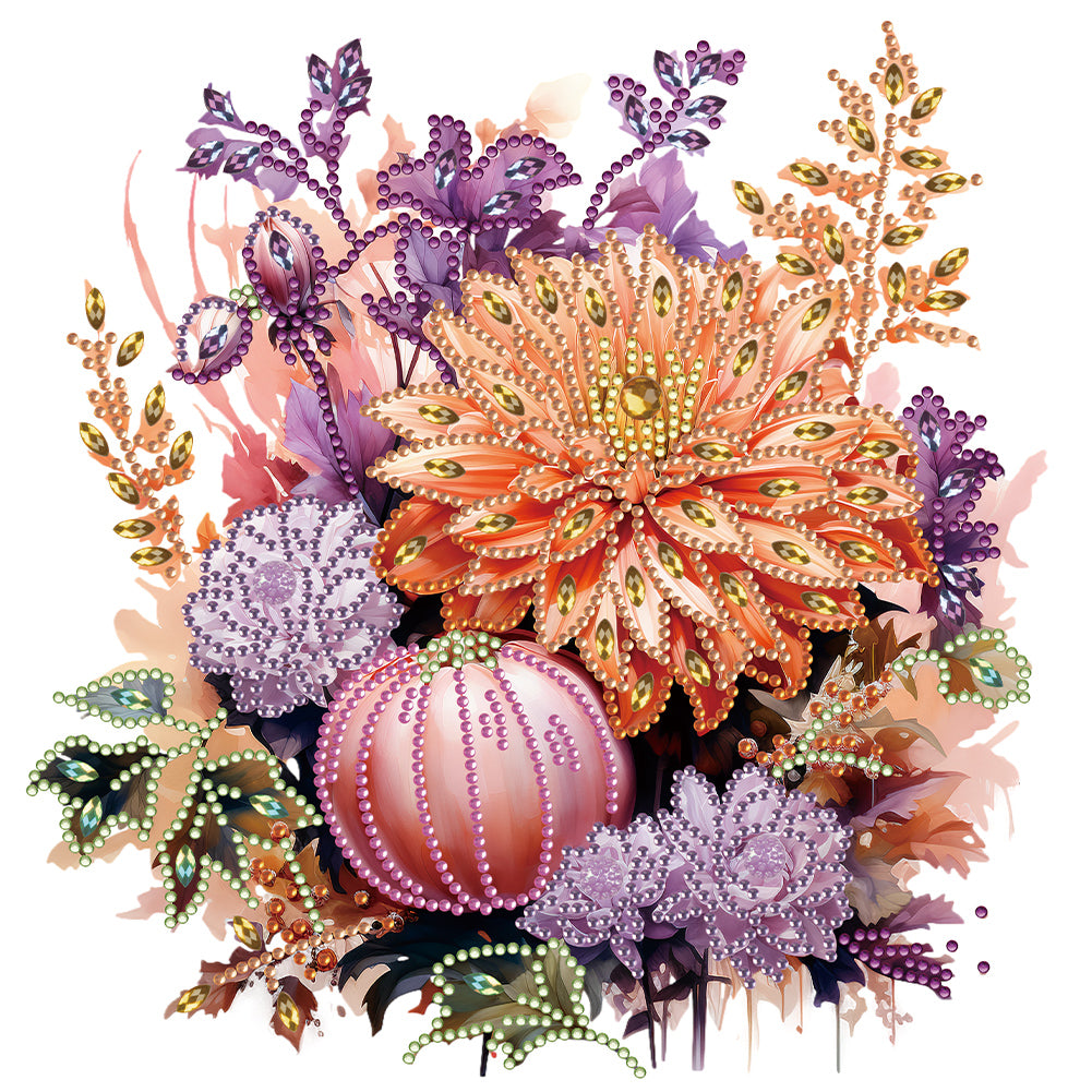 Diamond Painting - Partial Special Shaped - Autumn pumpkin sunflower (30*30CM)