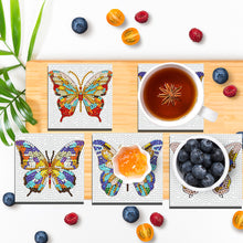 Load image into Gallery viewer, Diamond Painting Art Coaster Kit Acrylic Round with Holder (8pcs Butterfly)
