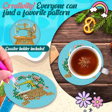 Load image into Gallery viewer, Diamond Painting Art Coaster Kit Acrylic Round with Holder (6pcs Sewing Machine)
