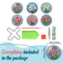 Load image into Gallery viewer, Diamond Painting Art Coaster Kit Acrylic Round with Holder (6pcs Glass Flower)

