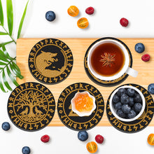 Load image into Gallery viewer, Diamond Painting Art Coaster Kit Acrylic Round with Holder (8pcs Black Gold)
