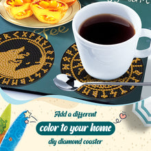 Load image into Gallery viewer, Diamond Painting Art Coaster Kit Acrylic Round with Holder (8pcs Black Gold)
